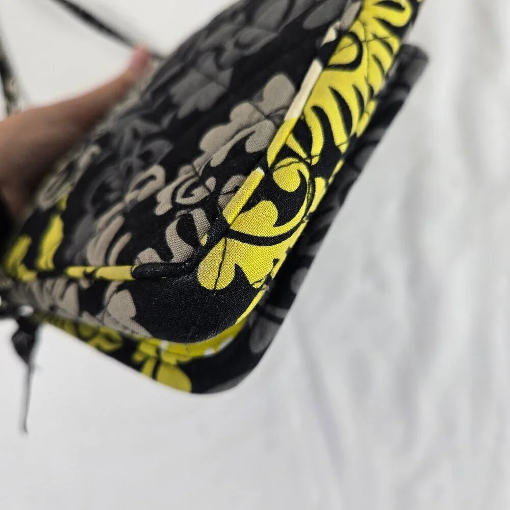 Vera Bradley Quilted Crossbody Bag w/Matching Coin Purse Black Gray Yellow White